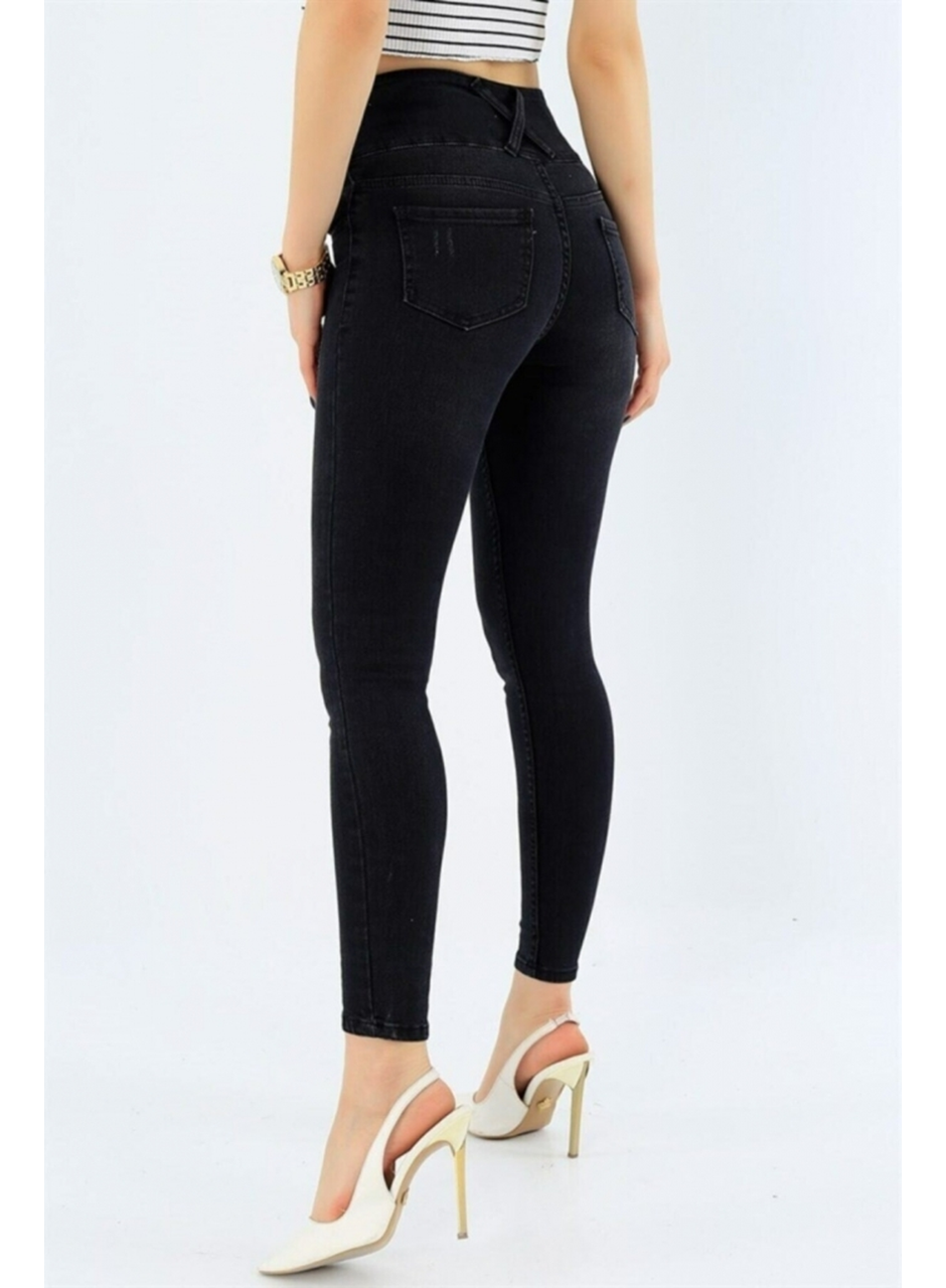 Yüksek Bel Likralı Jean Pantolon 90 Cm