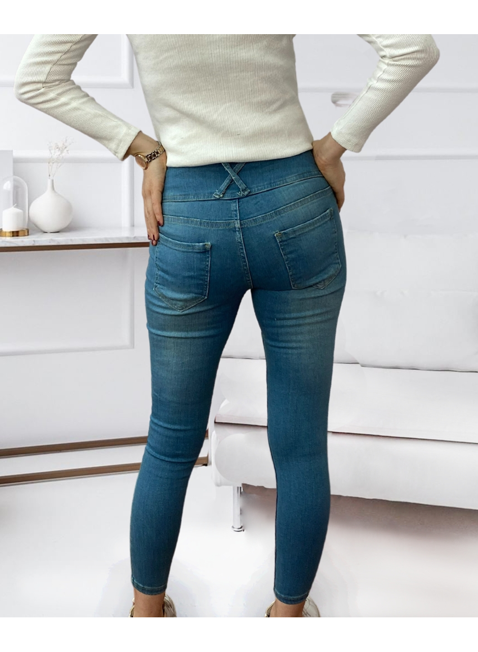 Yüksek Bel Likralı Jean Pantolon 90 Cm