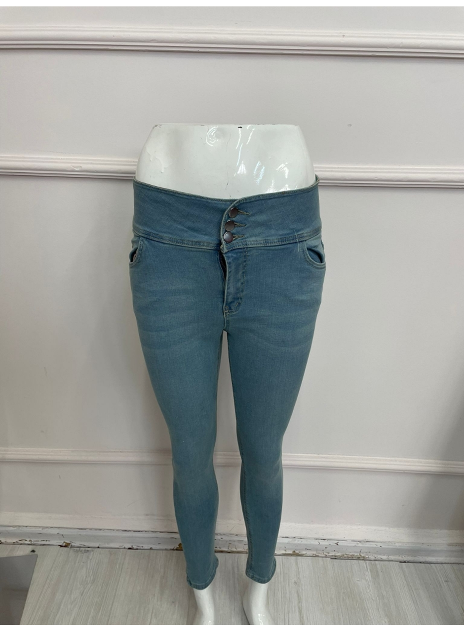 Yüksek Bel Likralı Jean Pantolon 90 Cm