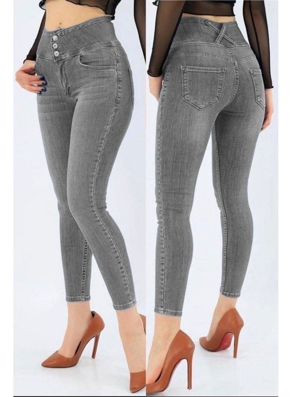 Yüksek Bel Likralı Jean Pantolon 90 Cm
