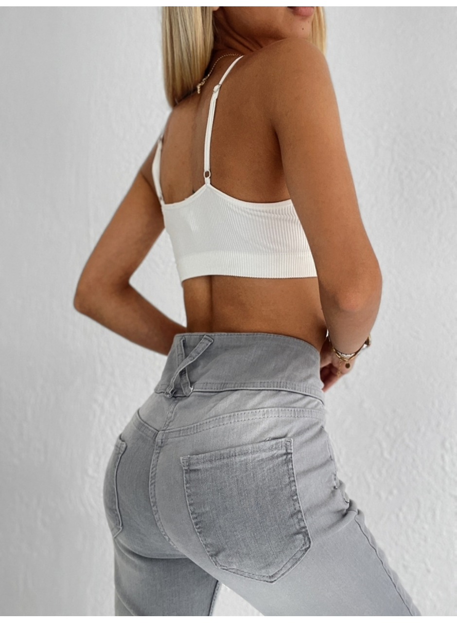 Yüksek Bel Likralı Jean Pantolon 90 Cm