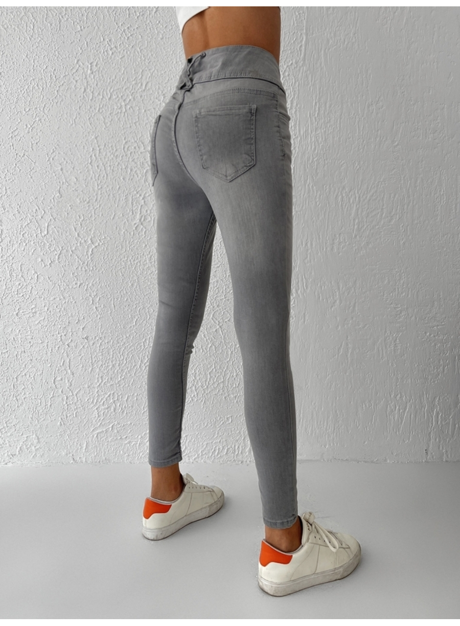 Yüksek Bel Likralı Jean Pantolon 90 Cm
