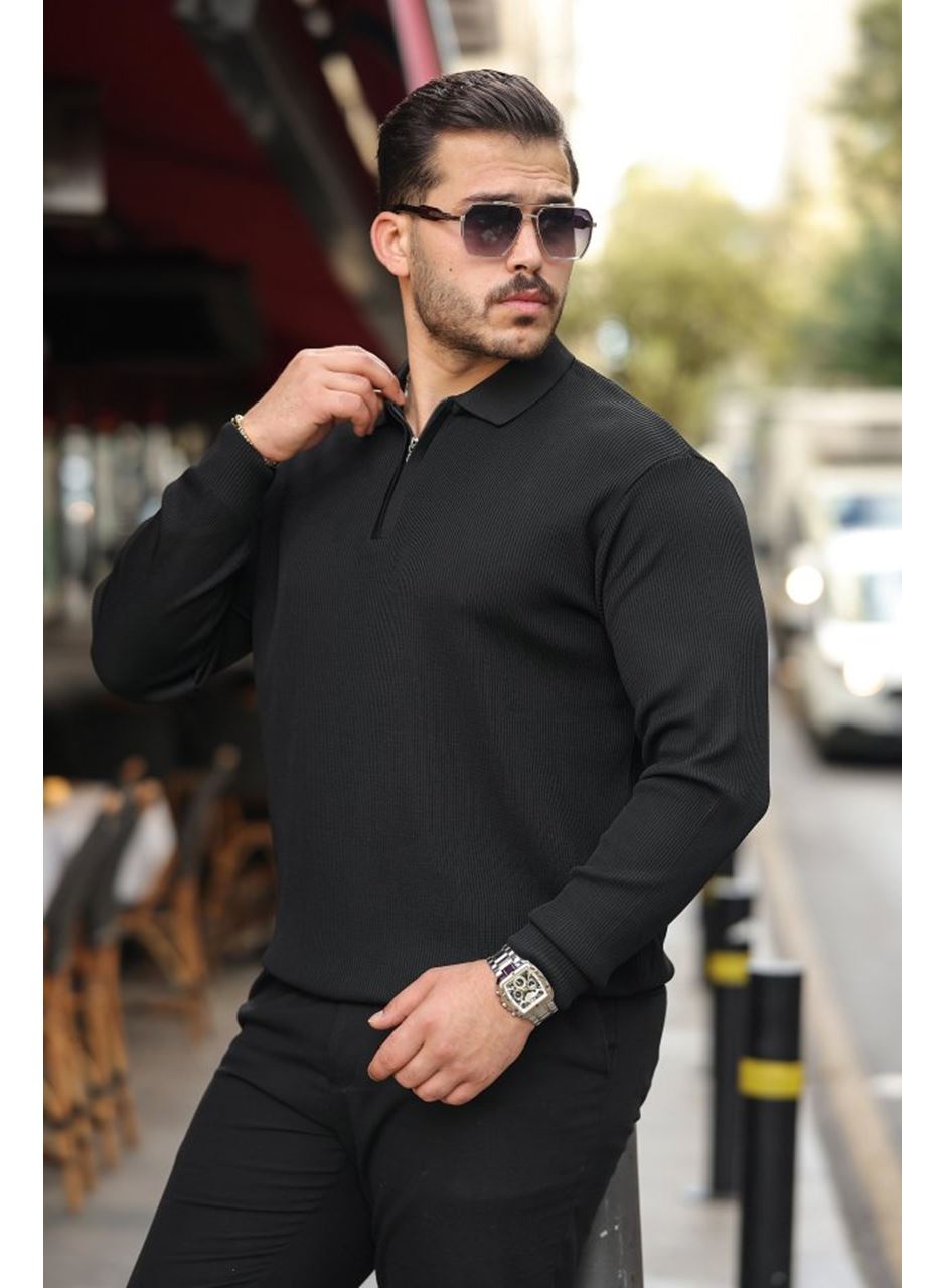 Erkek Selanik örme Yakalı Uzun Kollu Triko