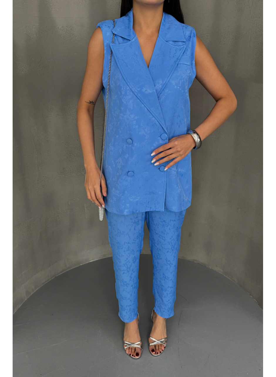 JAKAR KUMAŞ YELEK - PANTOLON TAKIM - Mavi