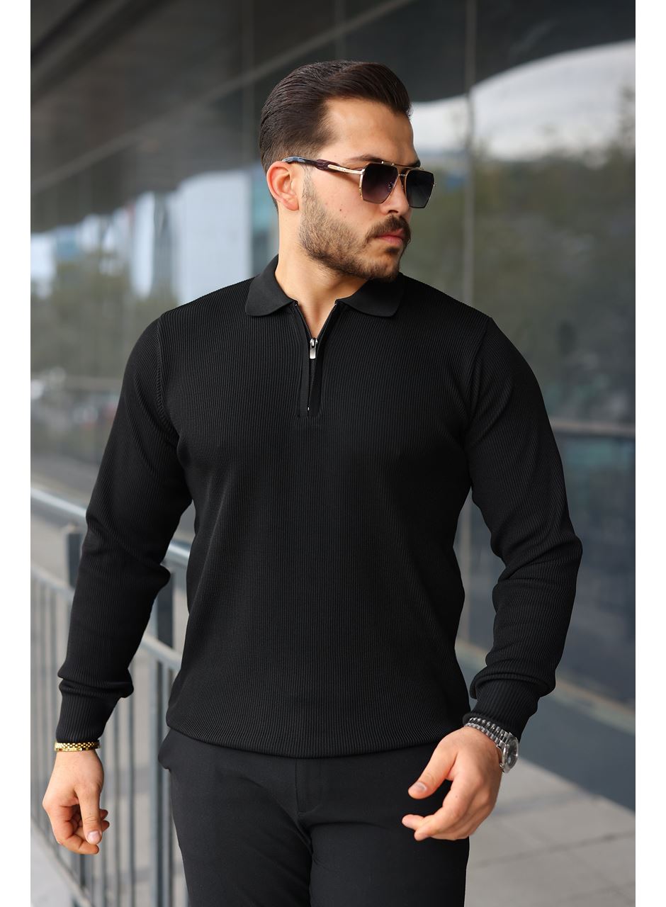 Erkek Selanik örme Yakalı Uzun Kollu Triko