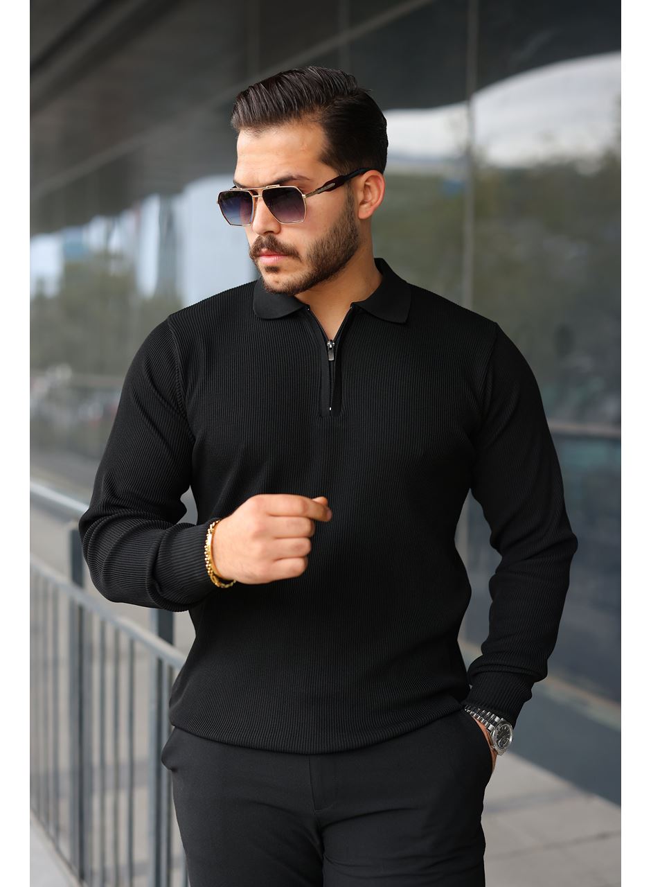 Erkek Selanik örme Yakalı Uzun Kollu Triko