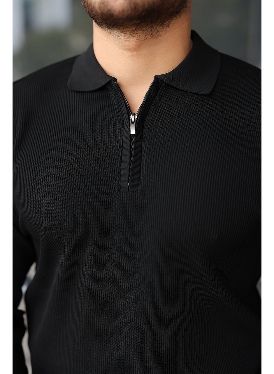 Erkek Selanik örme Yakalı Uzun Kollu Triko