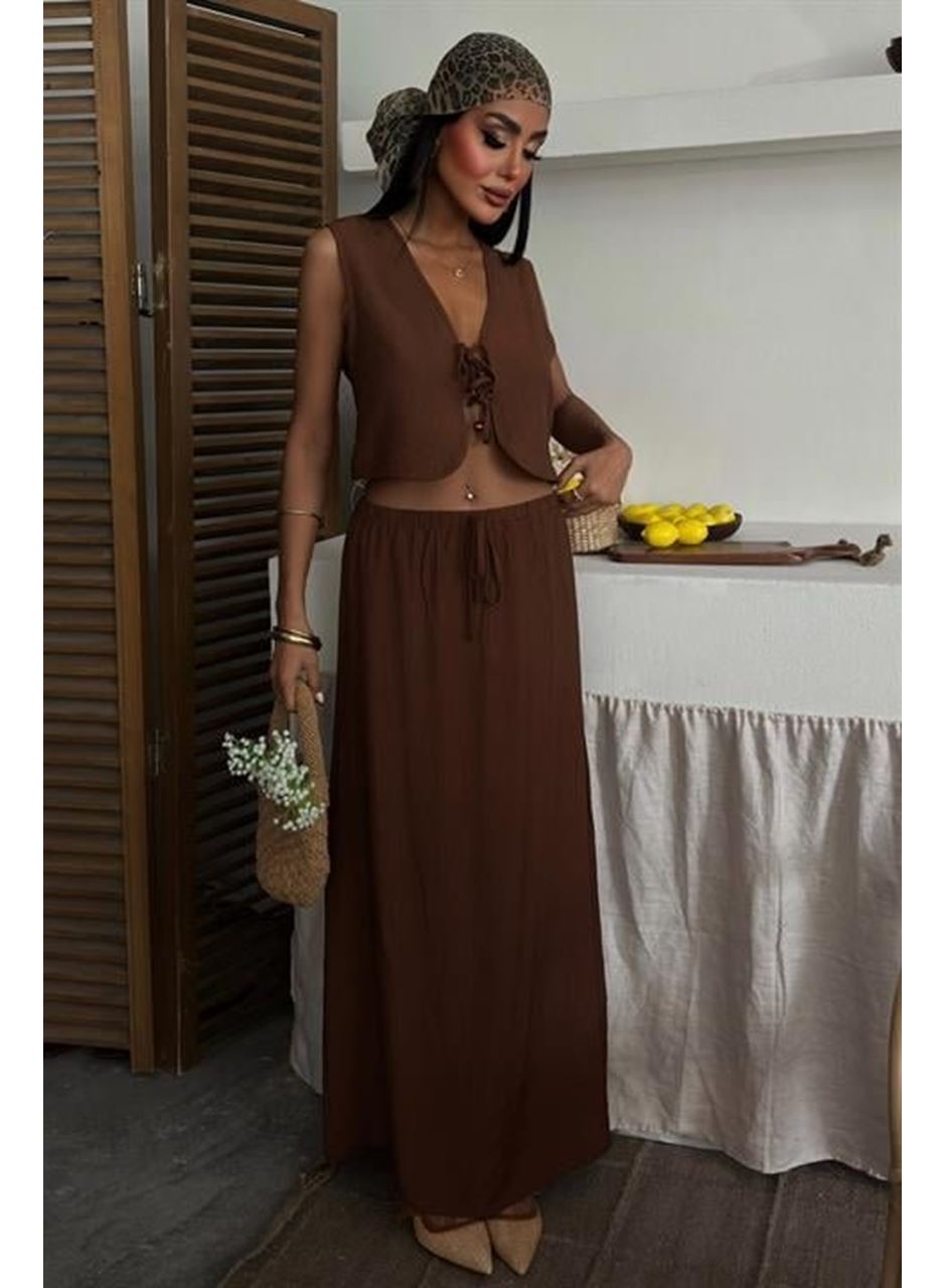 Yelek Önden Bağlamalı Uzun Etekli Takım 10192