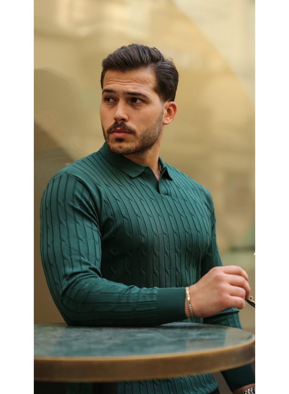 Erkek Saç örgü Desen Uzun Kollu Triko