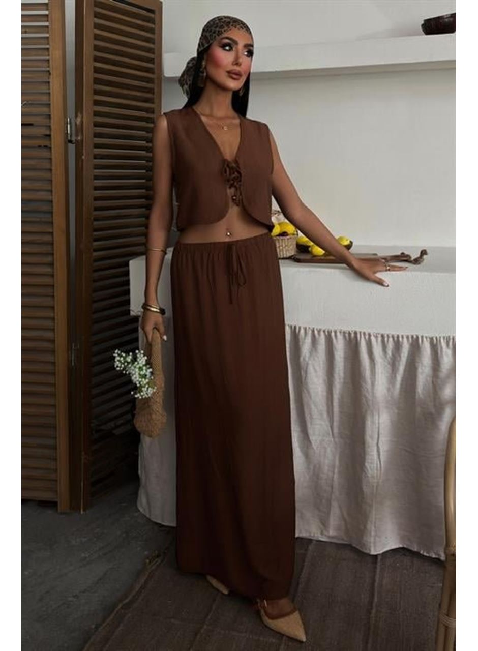 Yelek Önden Bağlamalı Uzun Etekli Takım 10192