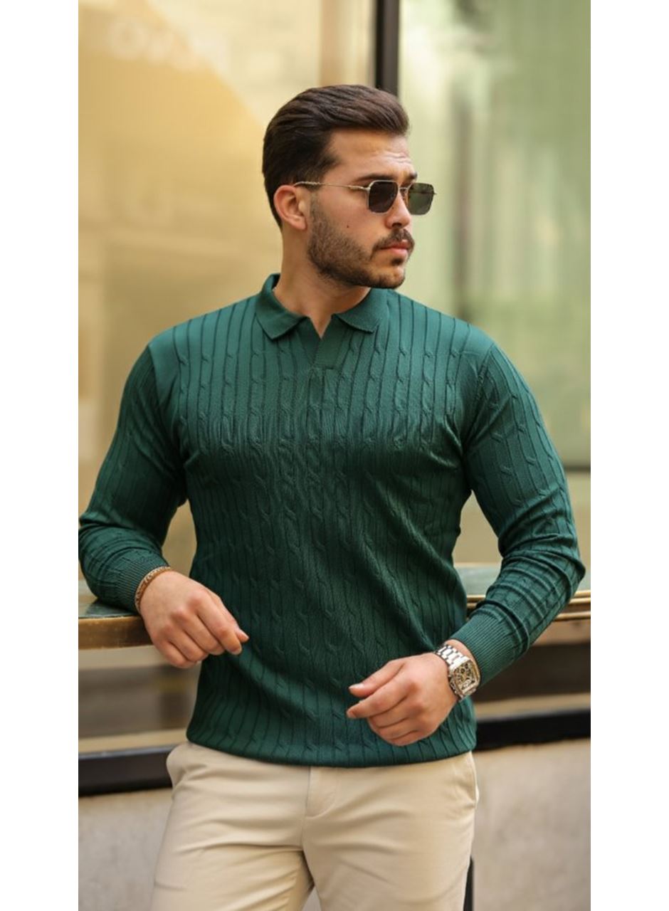 Erkek Saç örgü Desen Uzun Kollu Triko