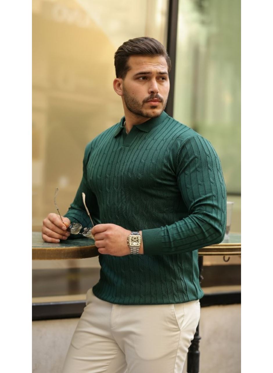 Erkek Saç örgü Desen Uzun Kollu Triko