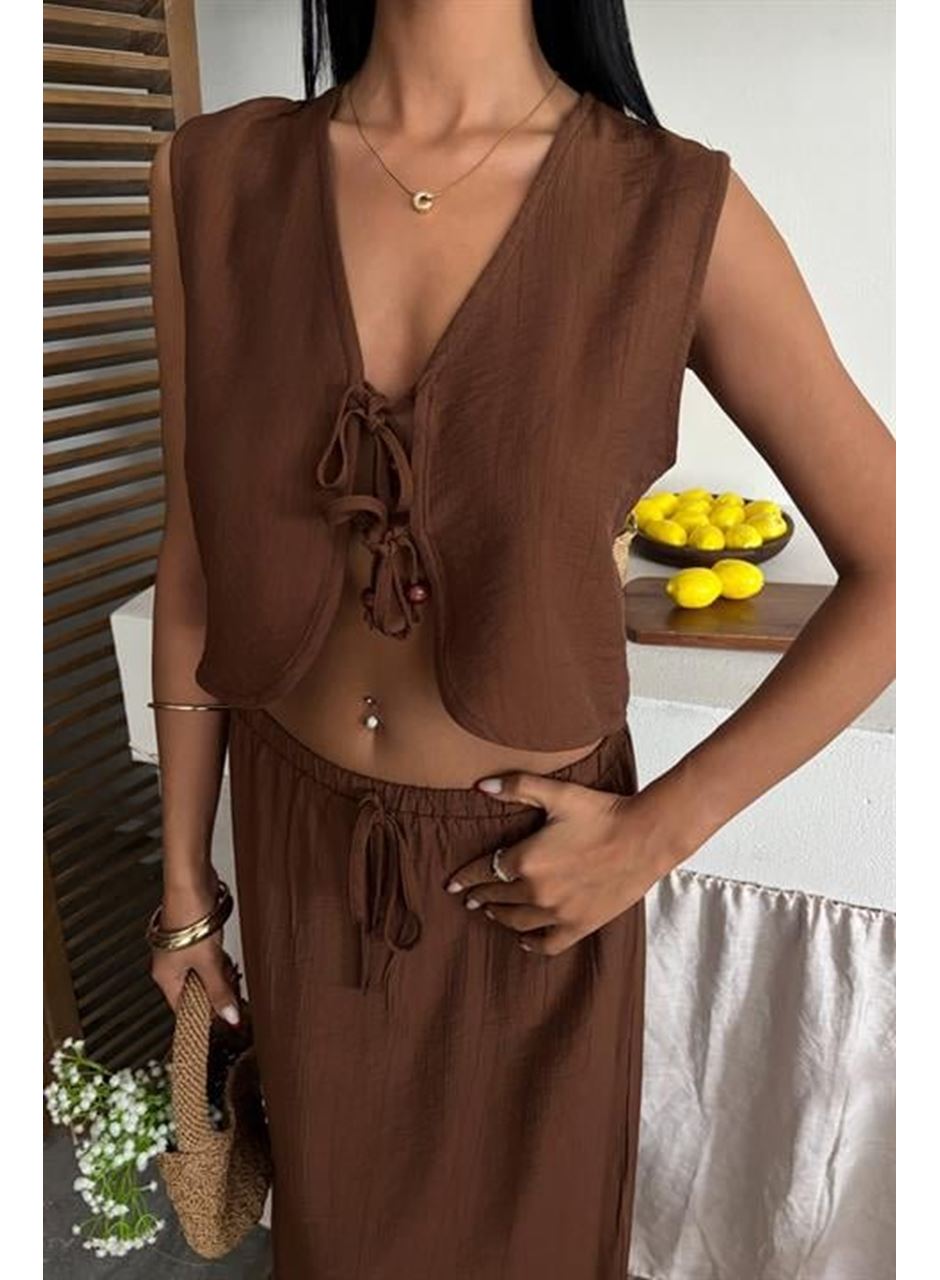 Yelek Önden Bağlamalı Uzun Etekli Takım 10192