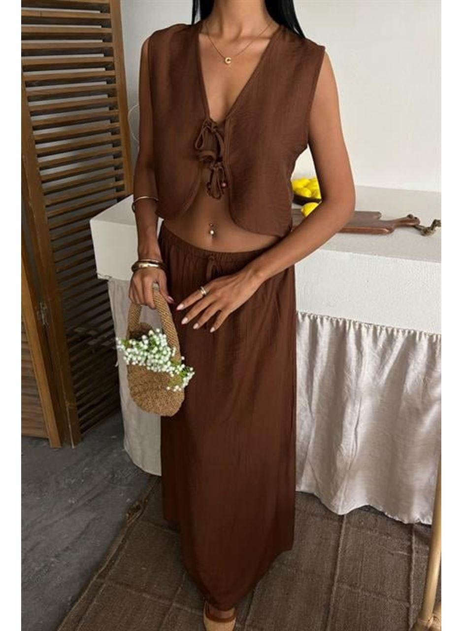 Yelek Önden Bağlamalı Uzun Etekli Takım 10192