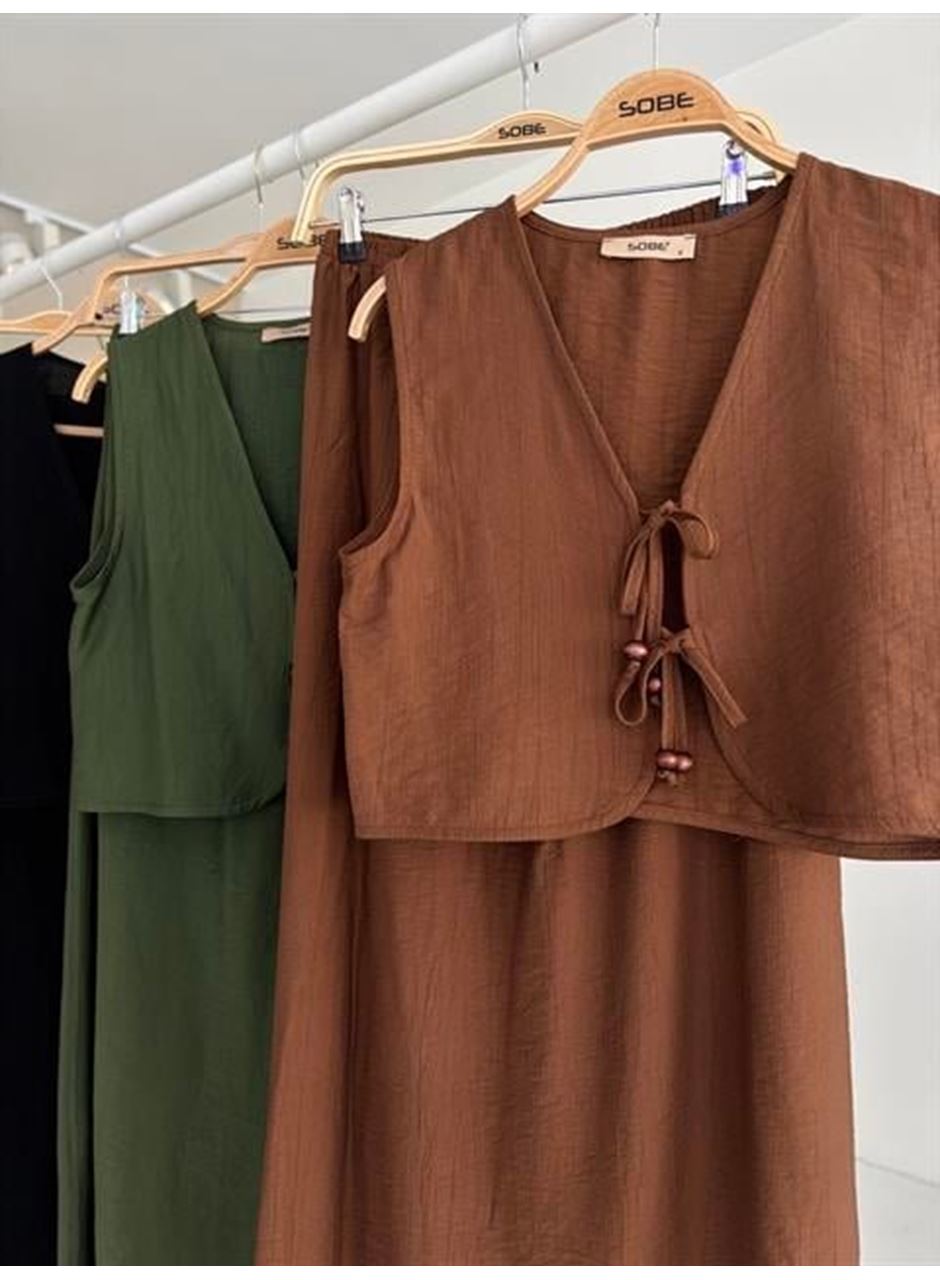 Yelek Önden Bağlamalı Uzun Etekli Takım 10192