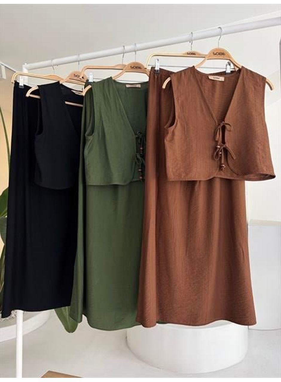 Yelek Önden Bağlamalı Uzun Etekli Takım 10192