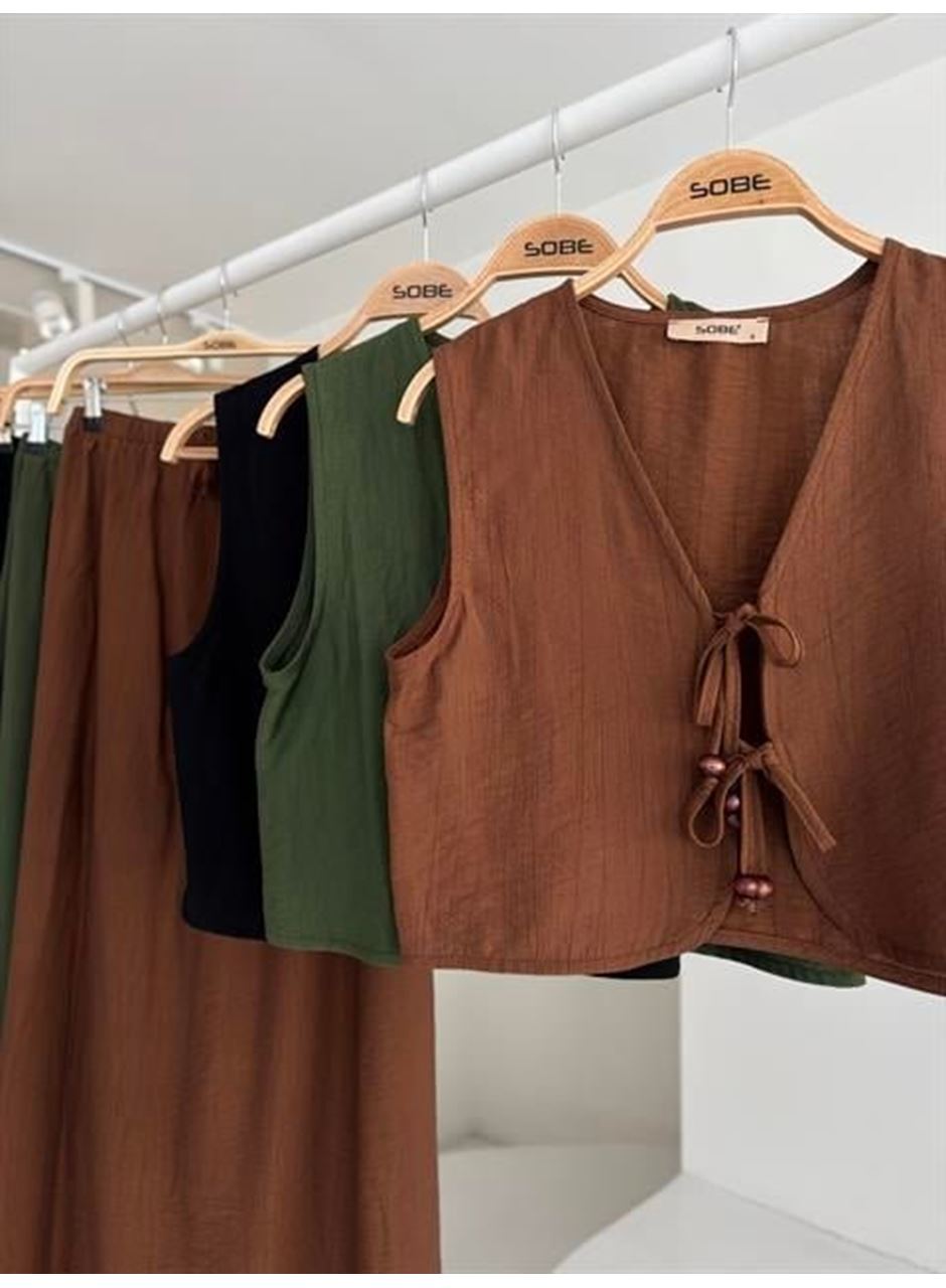 Yelek Önden Bağlamalı Uzun Etekli Takım 10192