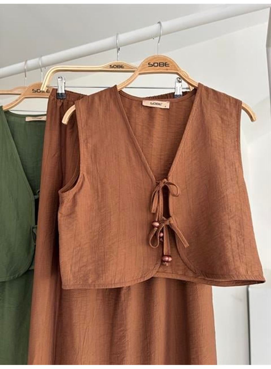 Yelek Önden Bağlamalı Uzun Etekli Takım 10192