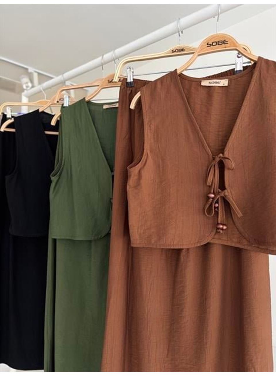 Yelek Önden Bağlamalı Uzun Etekli Takım 10192