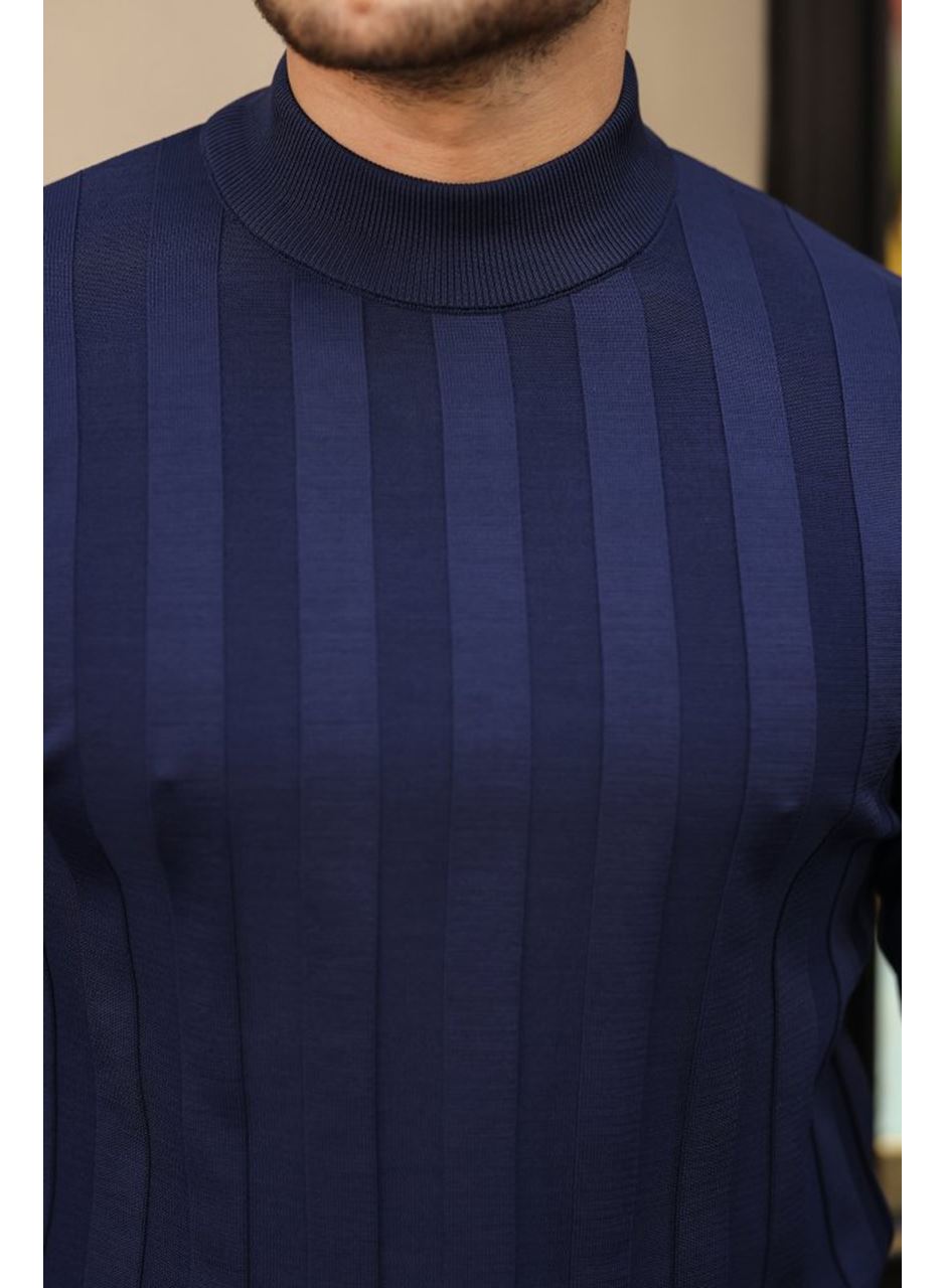 Erkek Yarım Balıkçı Yaka Kabartma Desenli Triko