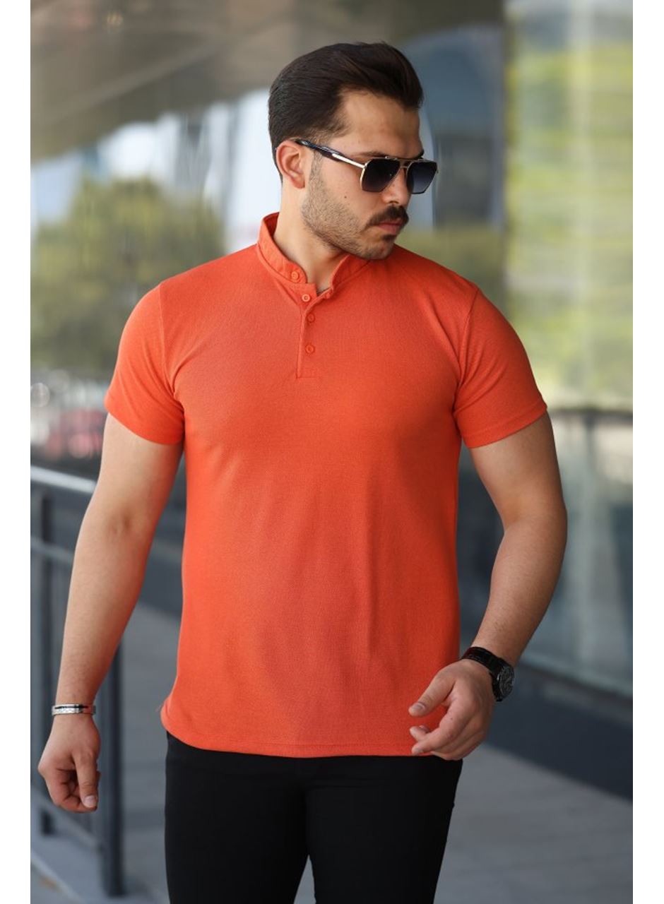 Erkek Hakim Yaka Dokuma Pamuklu Kumaş Kısa Kollu Tişört