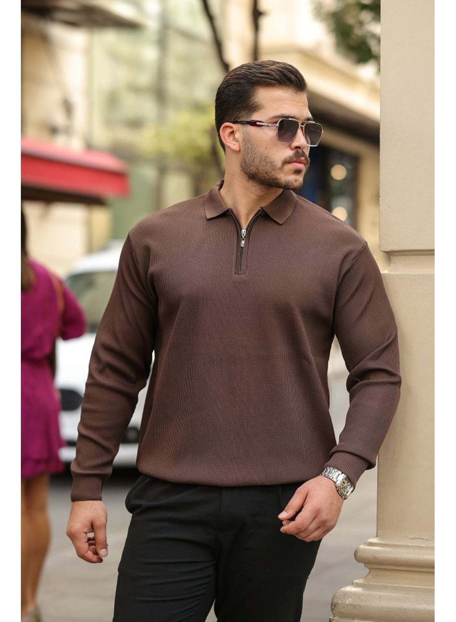 Erkek Selanik örme Yakalı Uzun Kollu Triko