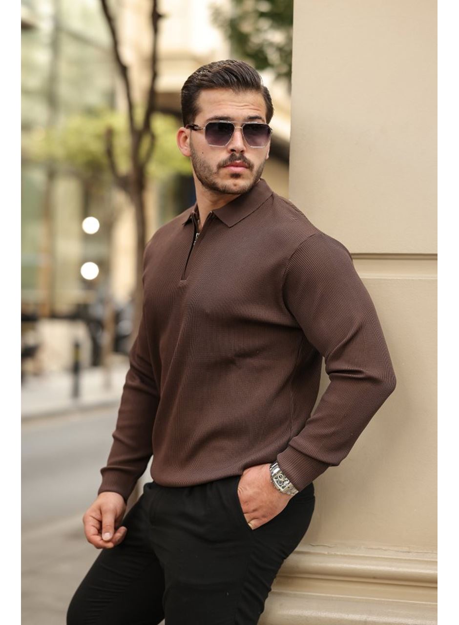 Erkek Selanik örme Yakalı Uzun Kollu Triko