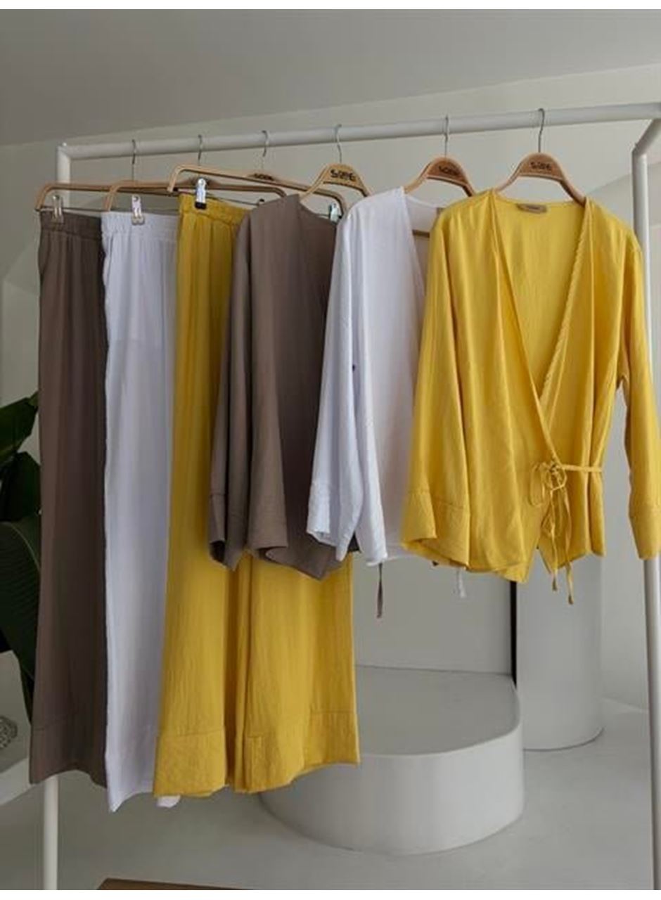 Kruvaze Model Klasik Pantolonlu Çupra Keten Takım 10191