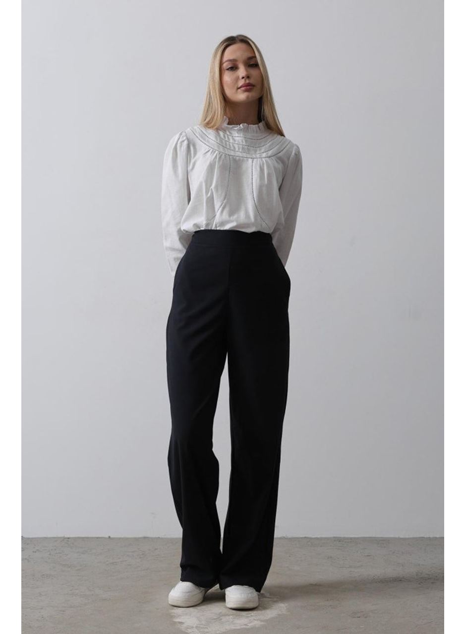 Beli Yarım Lastikli Palazzo Pantolon - Lacivert