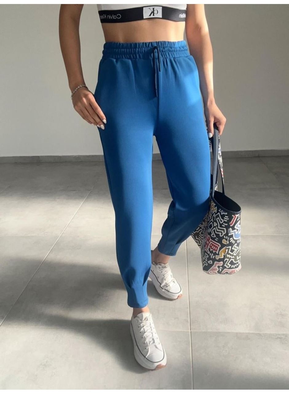 Kadın Uzun Kol V Yaka Kapüşon Detay Sweat Ve Yüksel Bel Eşofman Ikili Takım