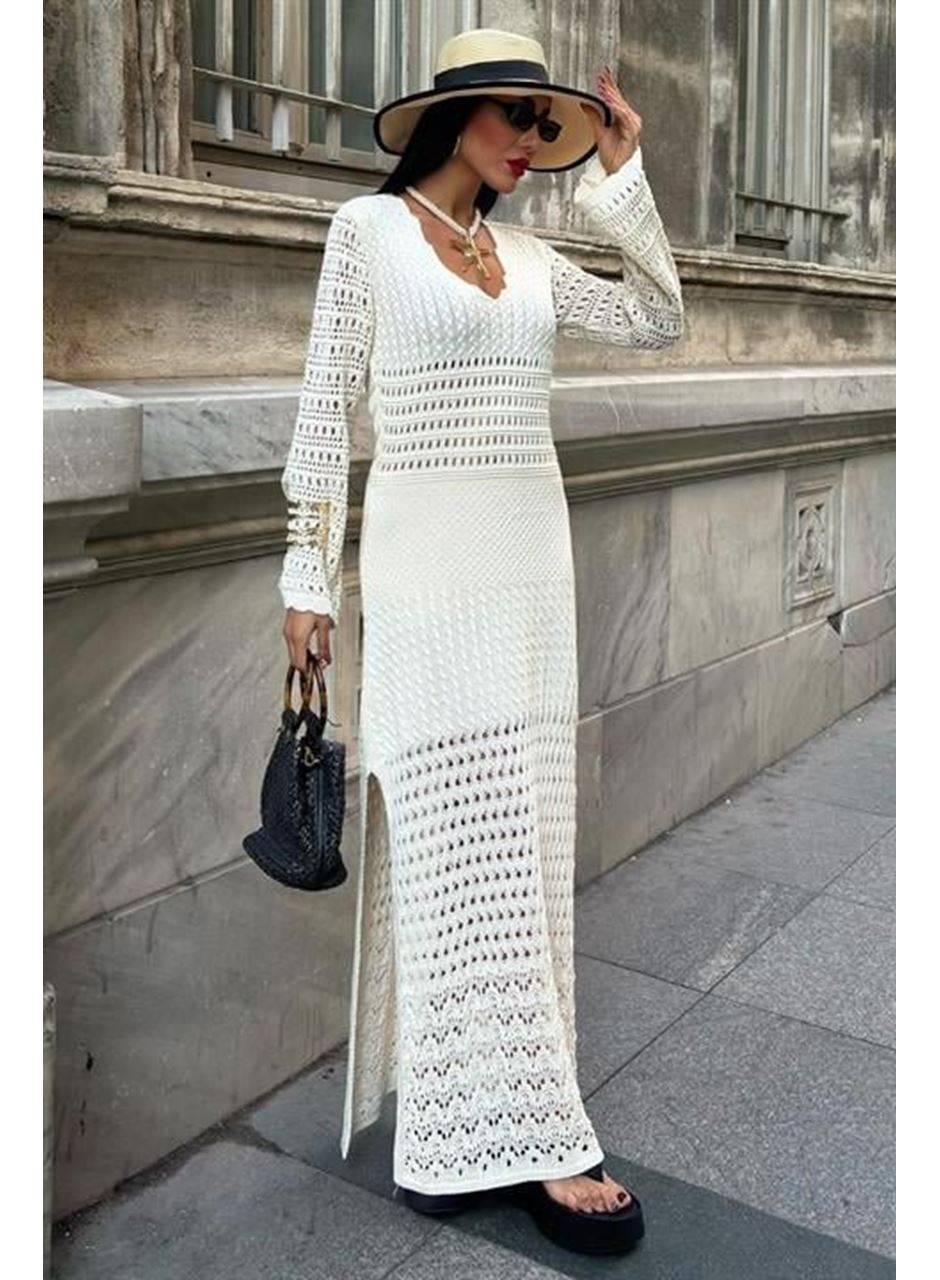 Ajur Detaylı İspanyol Kol Elbise 2840