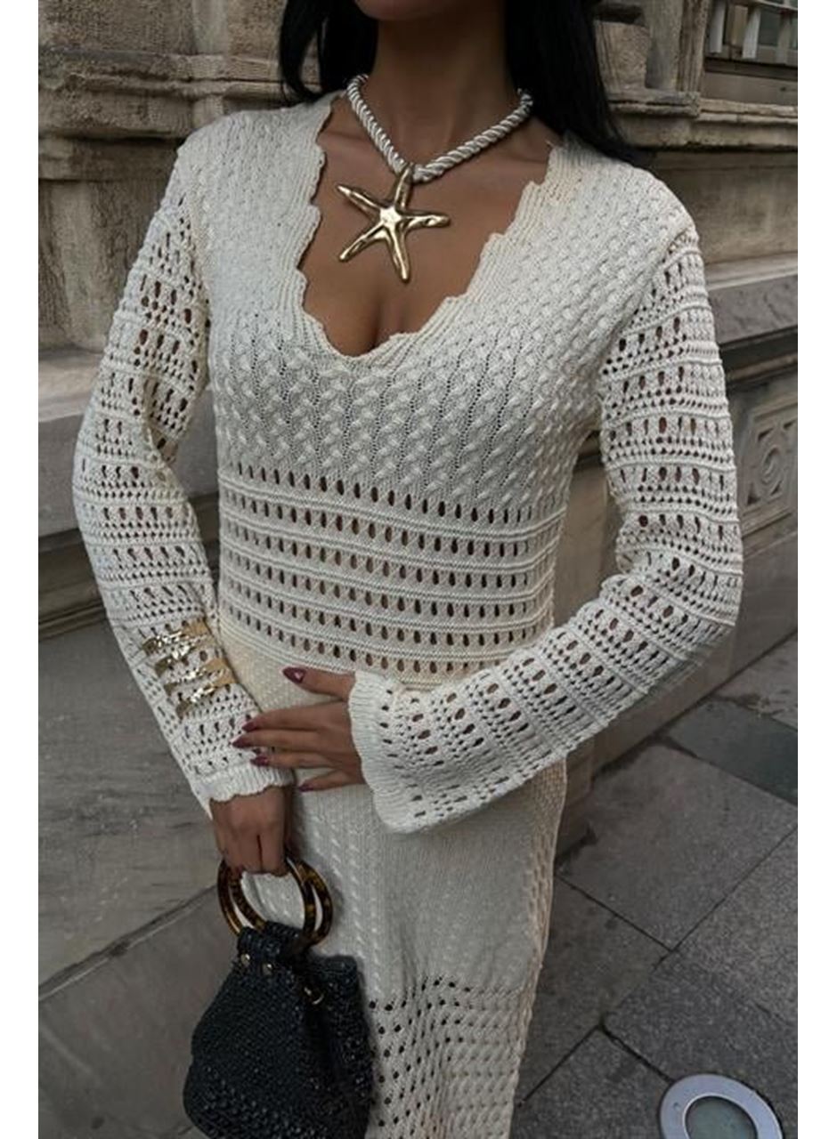 Ajur Detaylı İspanyol Kol Elbise 2840