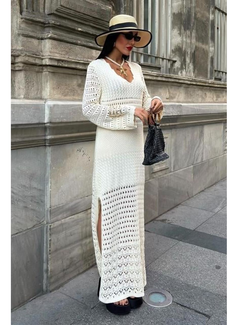 Ajur Detaylı İspanyol Kol Elbise 2840