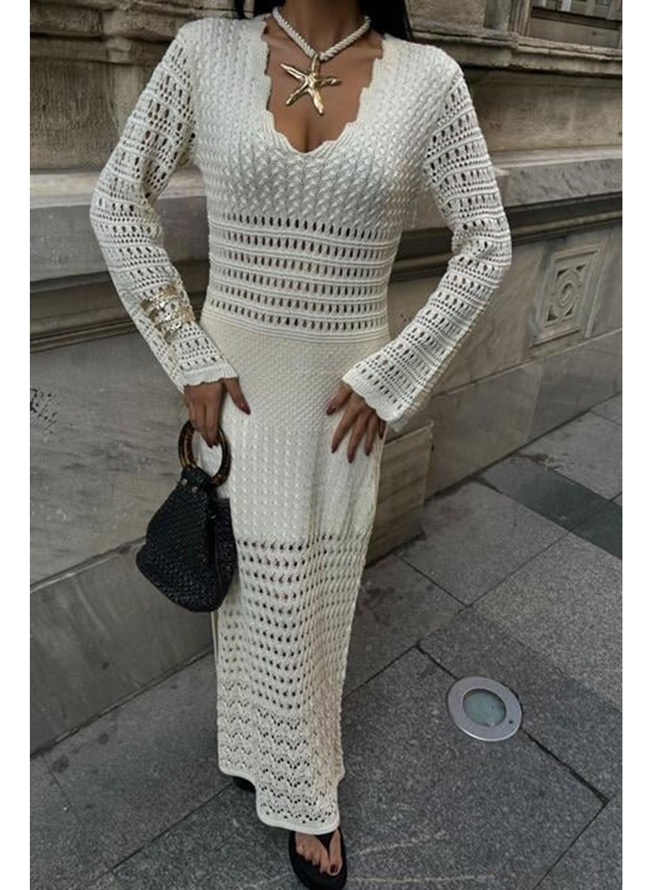 Ajur Detaylı İspanyol Kol Elbise 2840