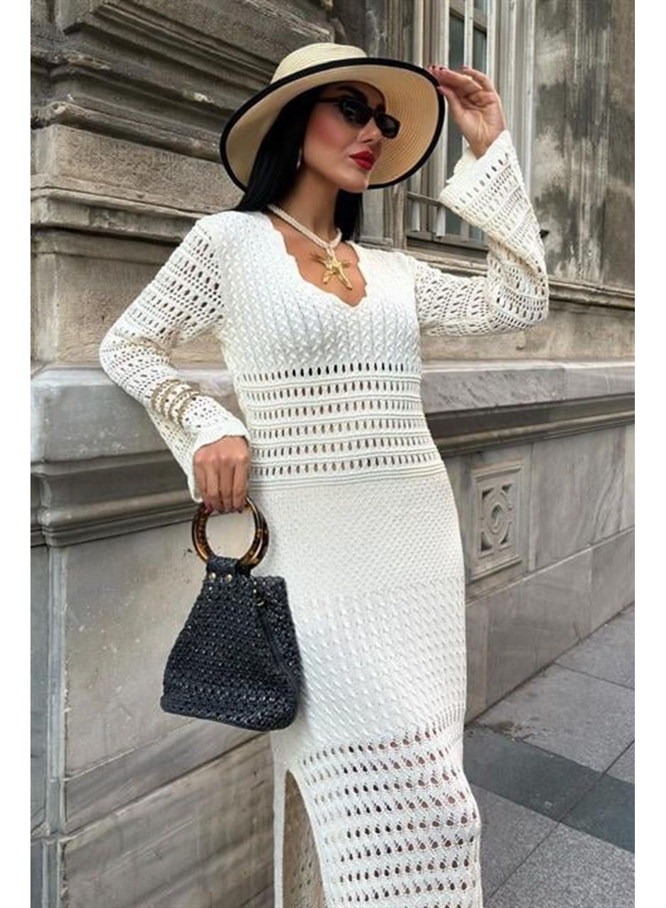 Ajur Detaylı İspanyol Kol Elbise 2840