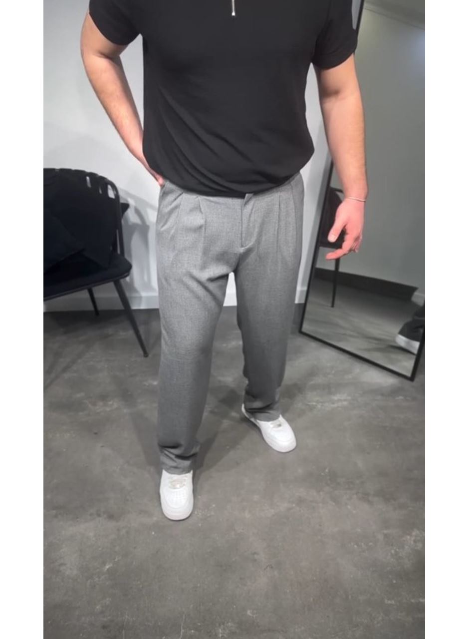 Erkek Pileli Kumaş Baggy Pantolon