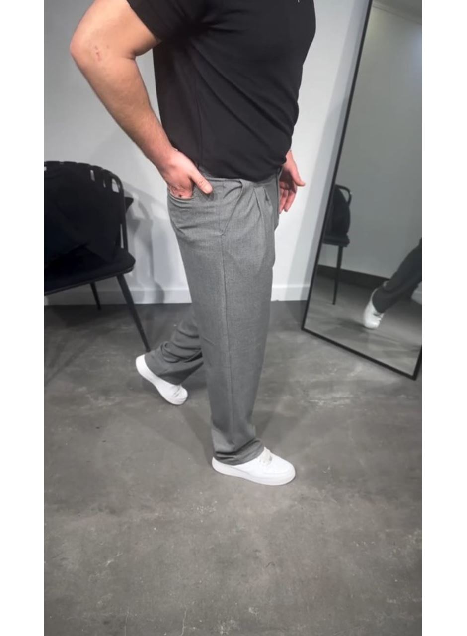Erkek Pileli Kumaş Baggy Pantolon
