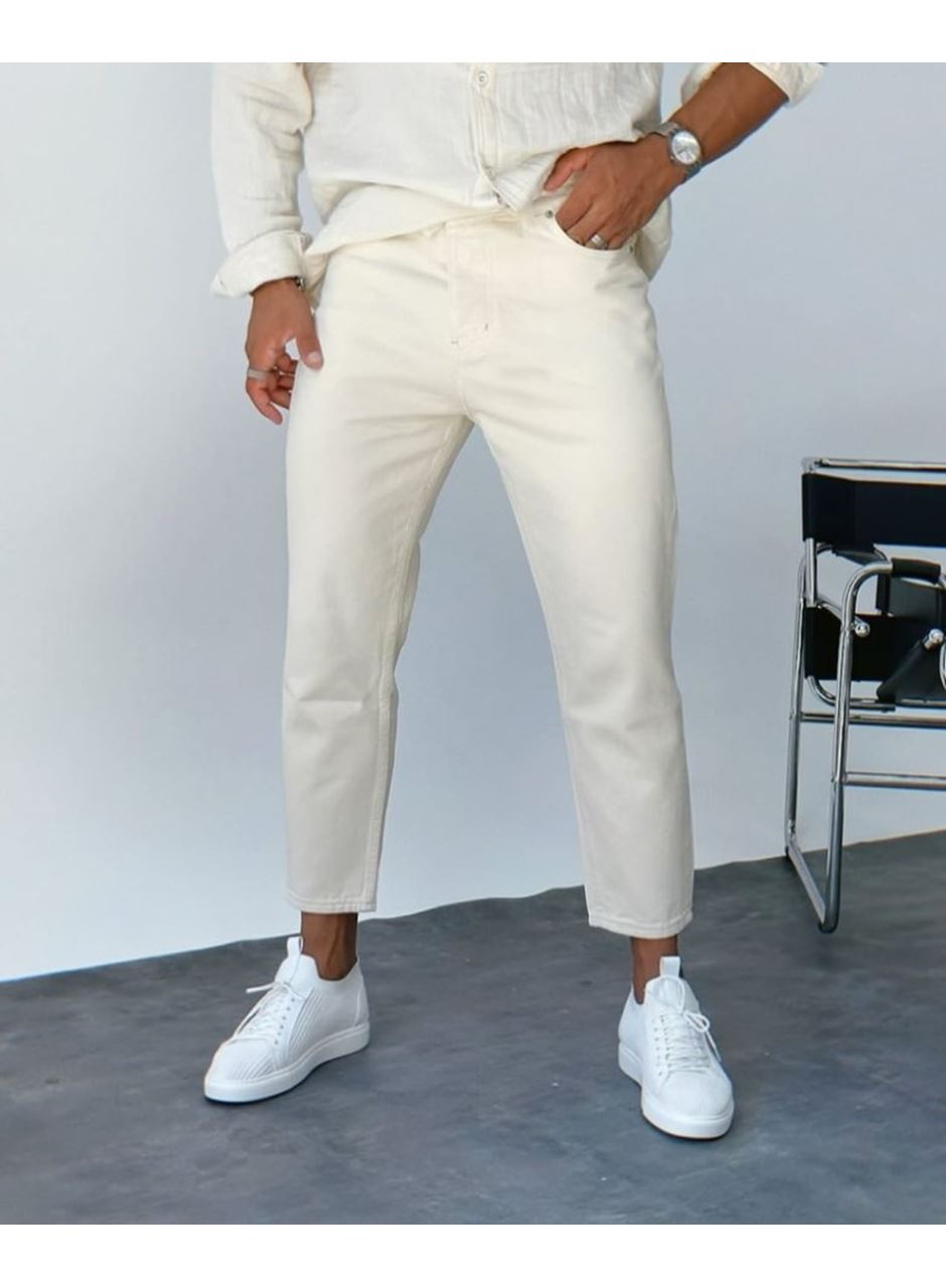 Erkek Krem Renk Mom Jean