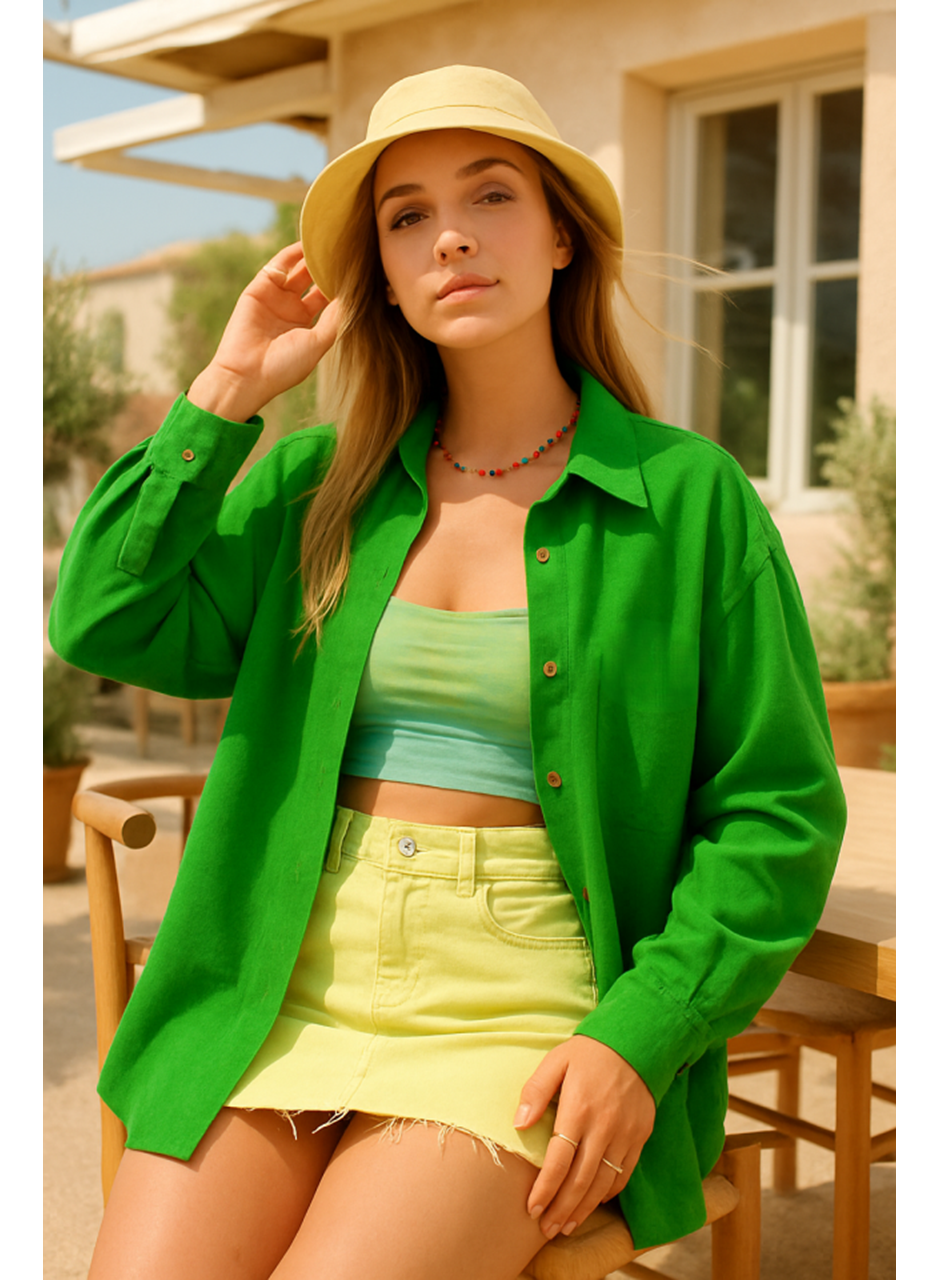 Kadın Uzun Kollu Oversize Gömlek