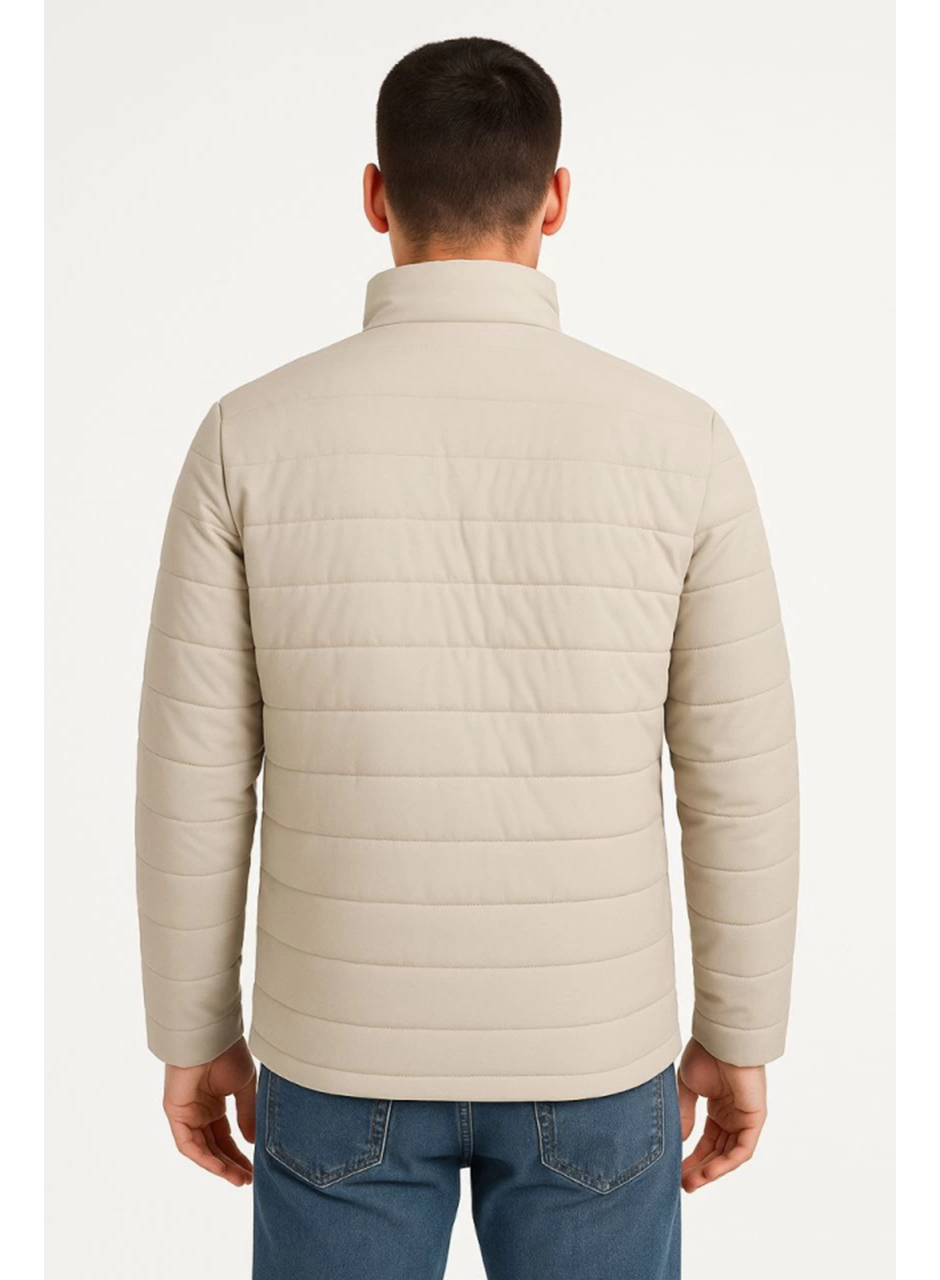 Erkek Bomber Mont Ceket – Su İtici Kumaş, Kapitone Astarlı, Fermuarlı, Kışlık - Bej