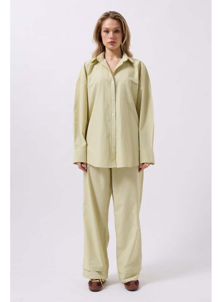 Çizgili Cep Detay Gömlek