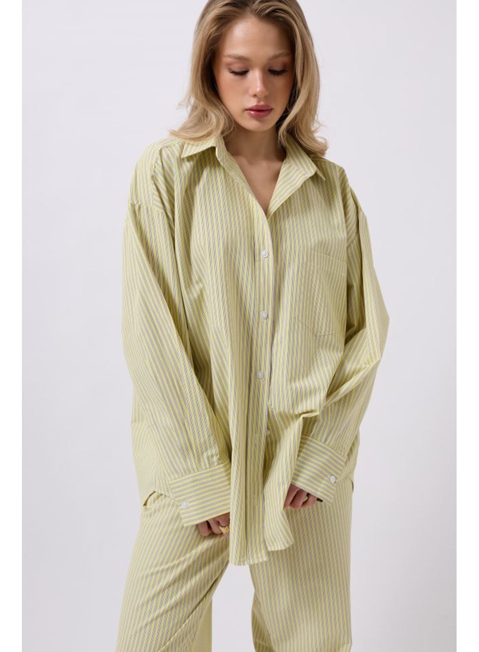 Çizgili Cep Detay Gömlek