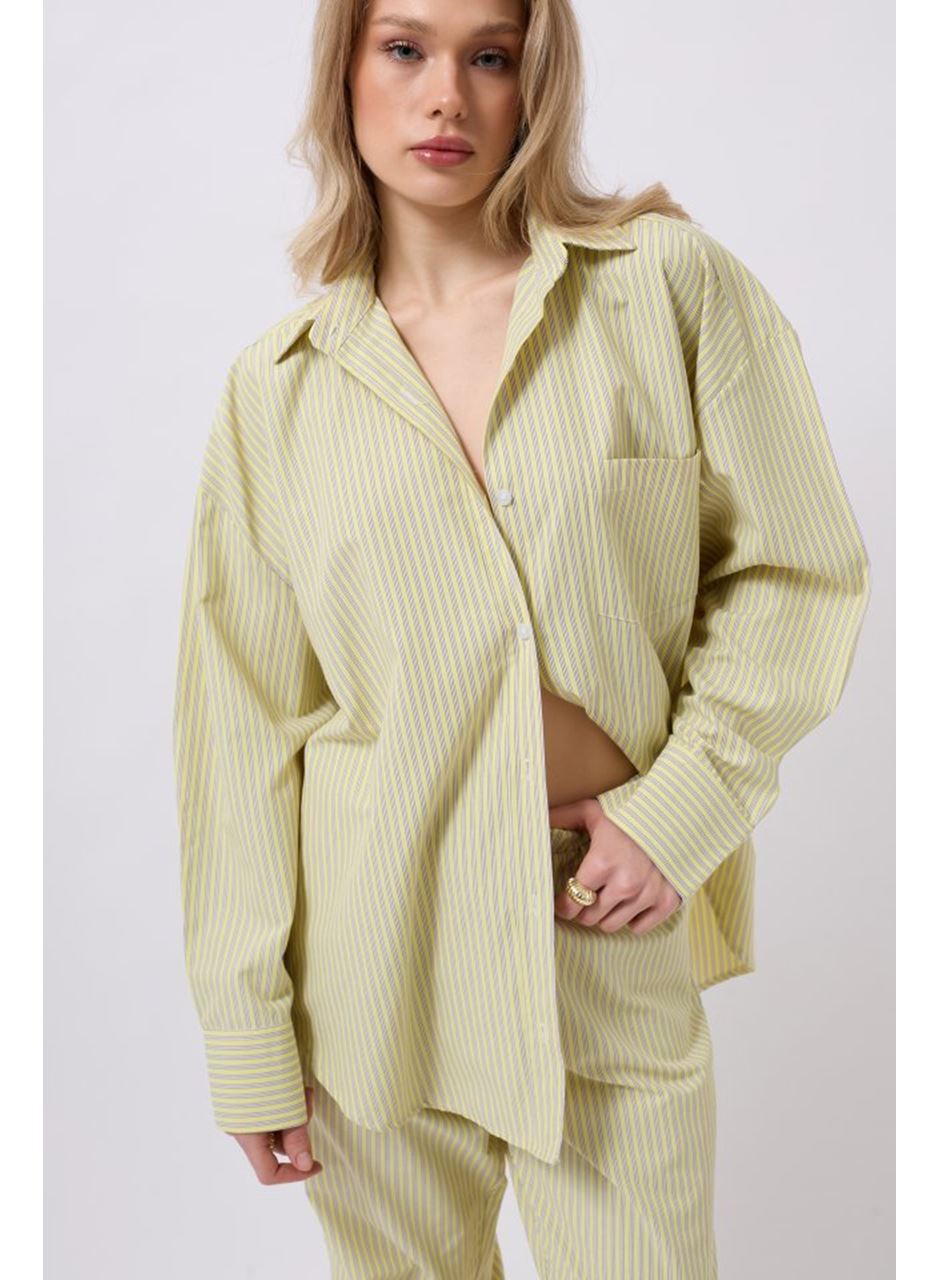 Çizgili Cep Detay Gömlek