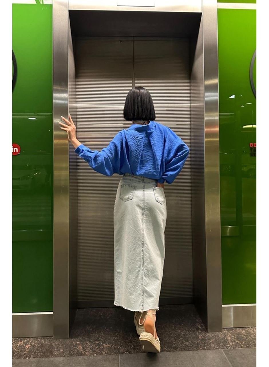 Kar Yıkama Yırtmaçlı Kot Etek