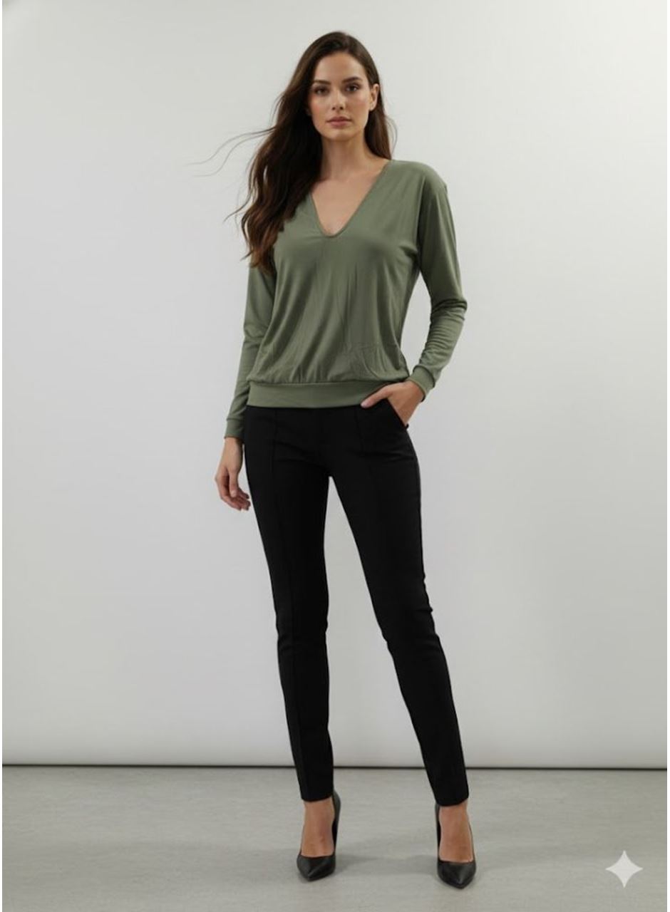 Kadın Uzun Kollu V Yaka Bluz