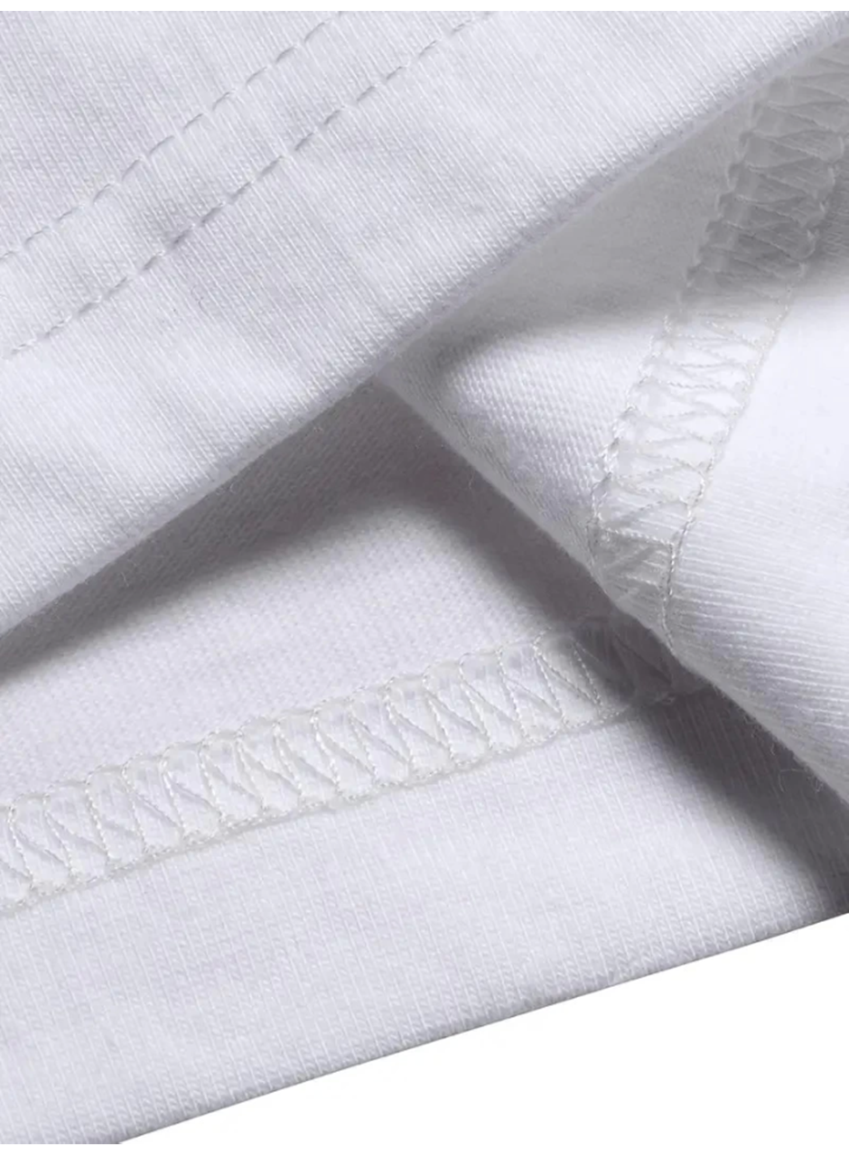 Baskılı Oversize Bisiklet Yaka T-shirt - Beyaz