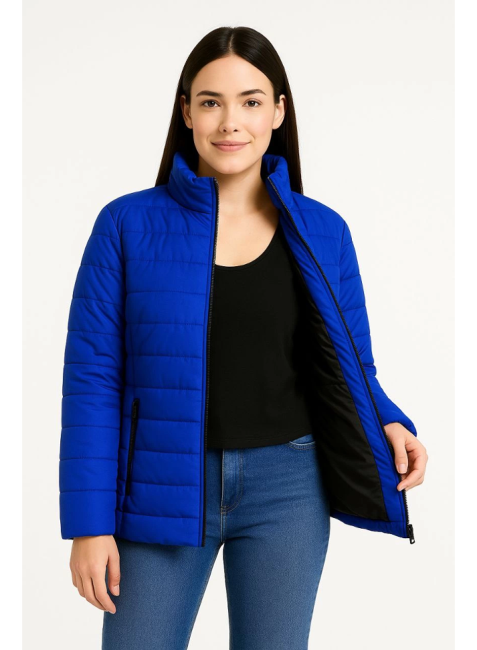 Bomber Mont Ceket – Su İtici Kumaş, Kapitone Astarlı, Fermuarlı, Kışlık - Saks Mavisi