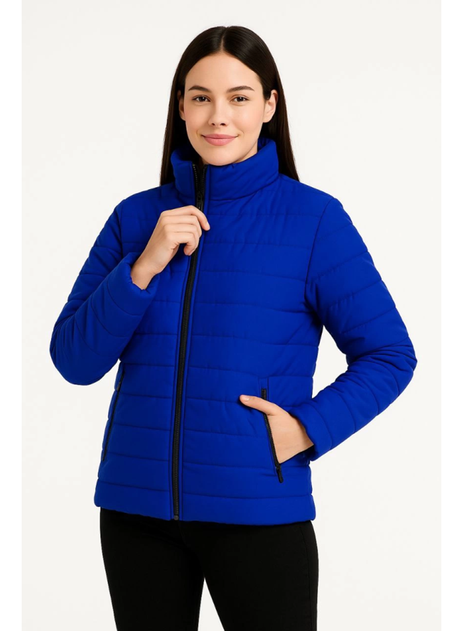 Bomber Mont Ceket – Su İtici Kumaş, Kapitone Astarlı, Fermuarlı, Kışlık - Saks Mavisi