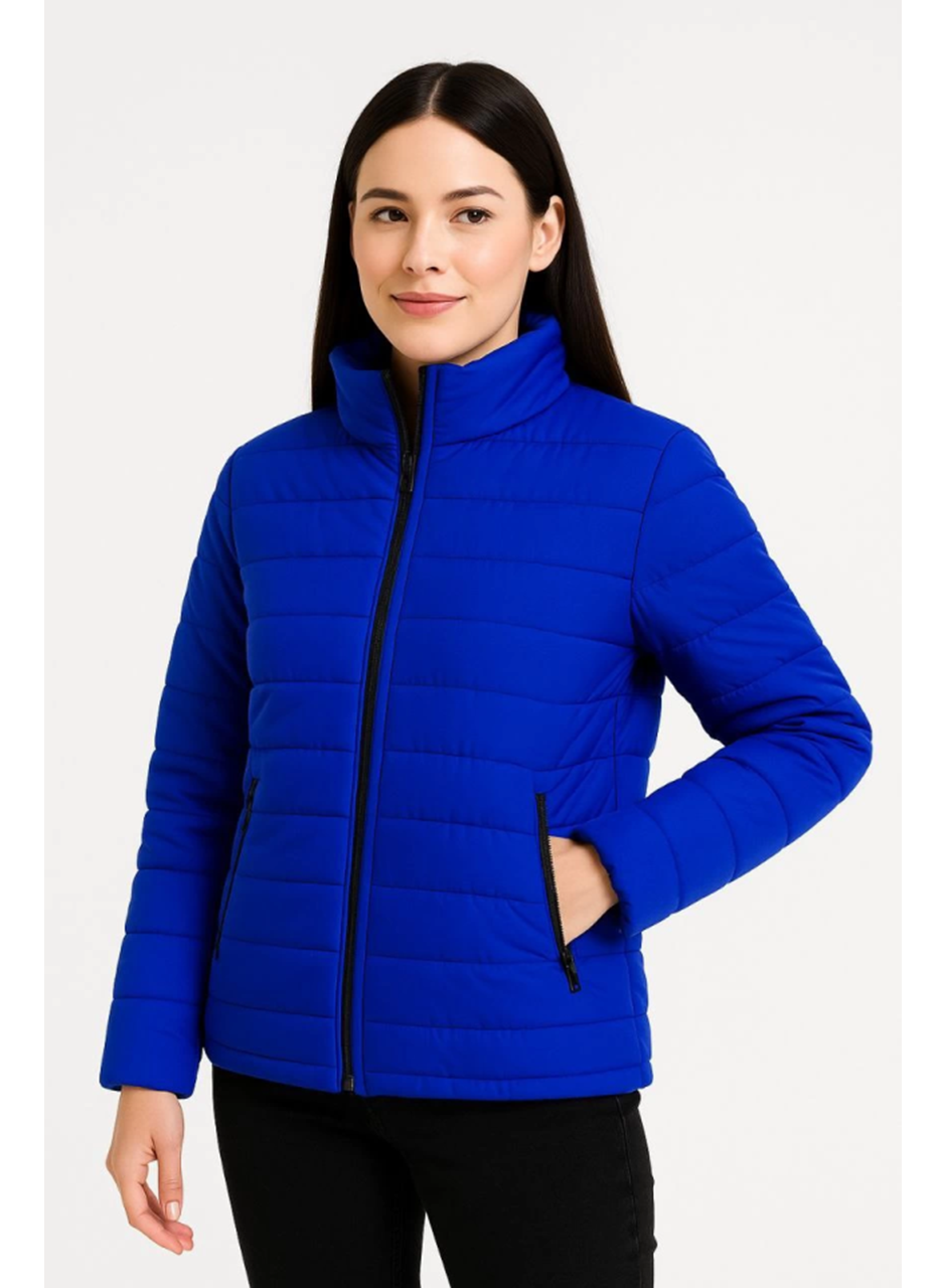 Bomber Mont Ceket – Su İtici Kumaş, Kapitone Astarlı, Fermuarlı, Kışlık - Saks Mavisi