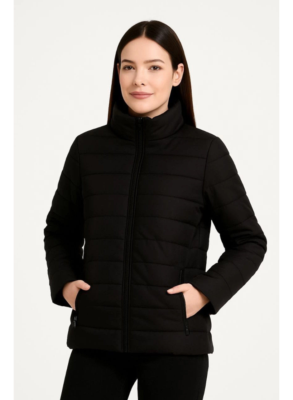 Bomber Mont Ceket – Su İtici Kumaş, Kapitone Astarlı, Fermuarlı, Kışlık - Siyah